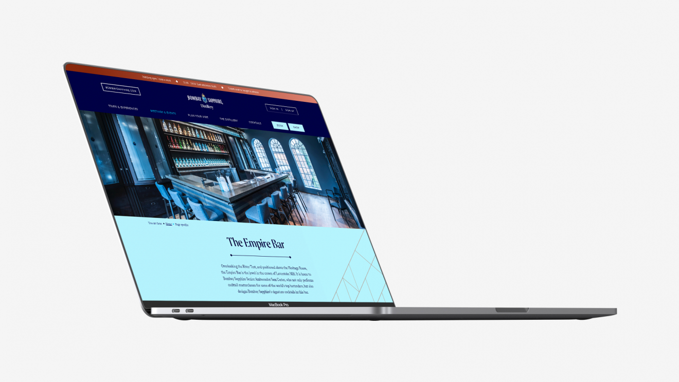 Bombay Sapphire Website open on laptop
