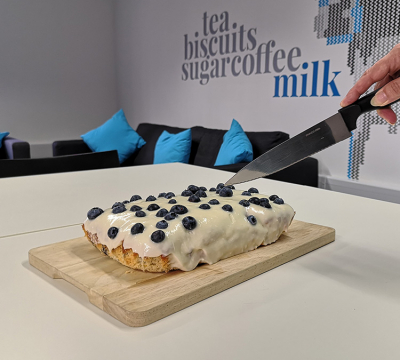 Knife ready to cut cake