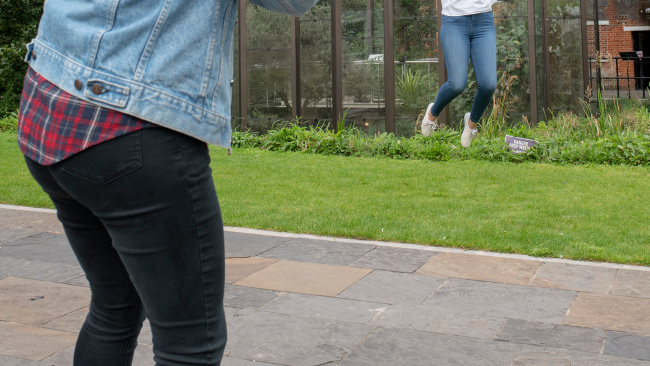 Woman jumping in the air